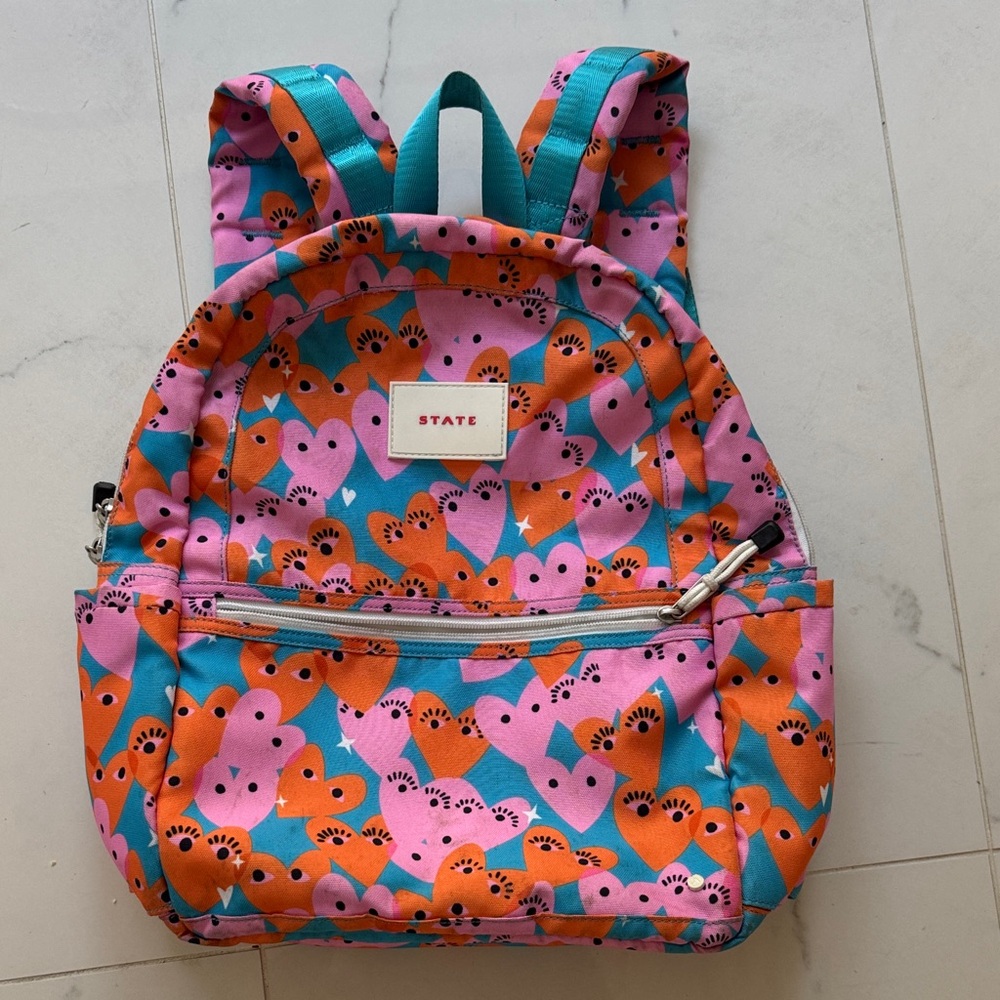 STATE Kids Backpack with Heart Design - Pink, Orange, Blue